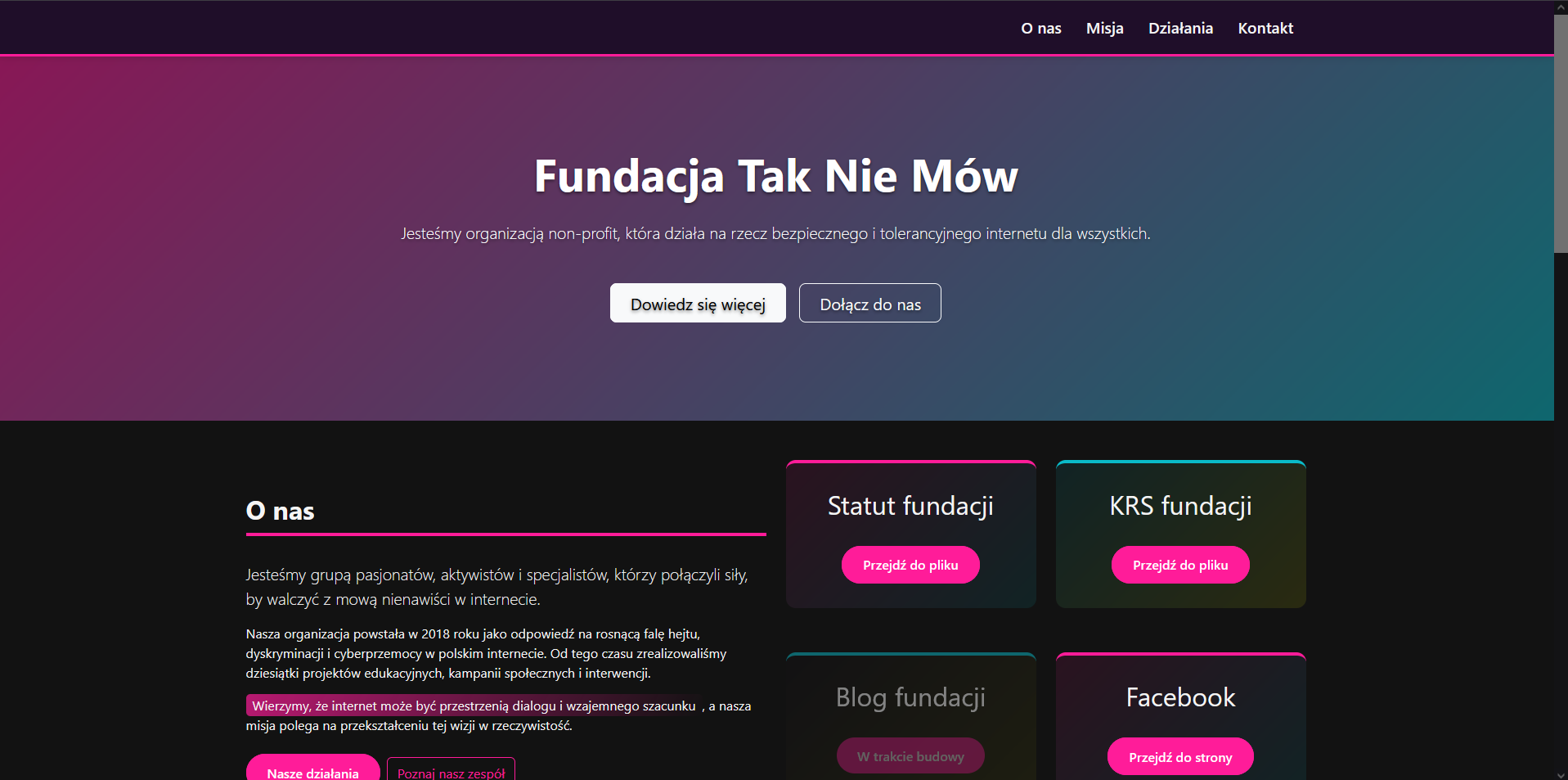 TakNieMow Website Screenshot